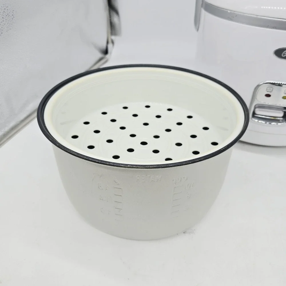 Oster Sunbeam Rice Cooker White 20 Cup Model 4717-000 Metal Bowl Inner Pot